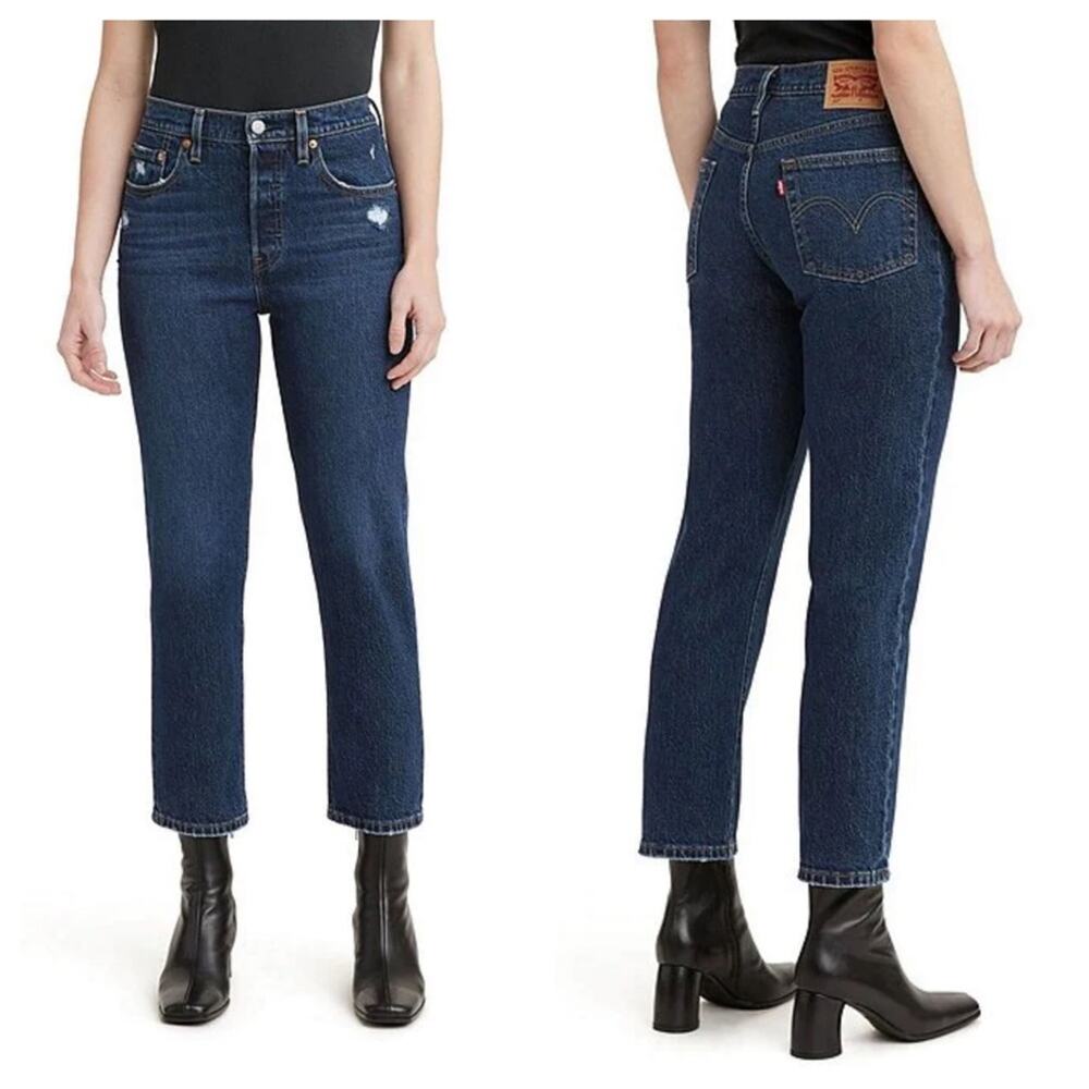 NWT Levi’s 501 High Rise Straight Leg Cropped Jeans Distressed Womens 29/26
